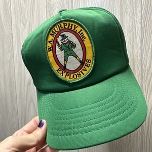 VINTAGE Trucker Hat WA MURPHY INC EXPLOSIVES TRUCKER HAT GREEN MENS ADJUSTABLE